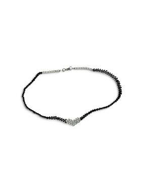 Delicate Black Beaded Heart Necklace